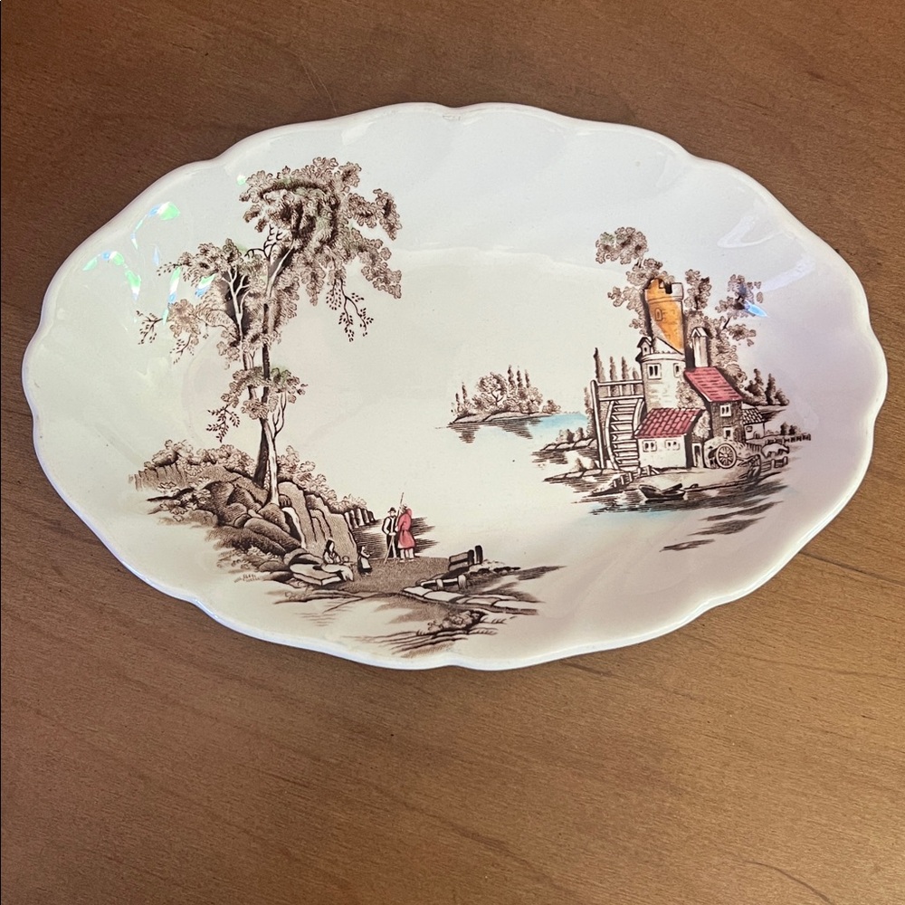 Vintage Johnson Brothers 8” Oval Vegetable Bowl in the "The Old Mill" Pattern